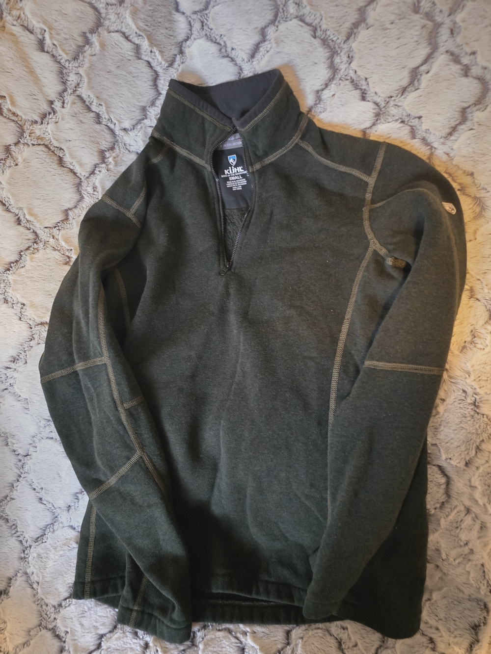 KUHL Born In The Mountains Europa Men's Quarter-Zip Pullover Olive Green S EUC